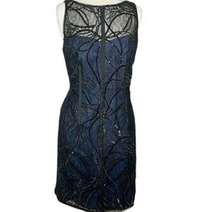 Aidan Maddox sleeveless cocktail dress lace overlay sequins 4